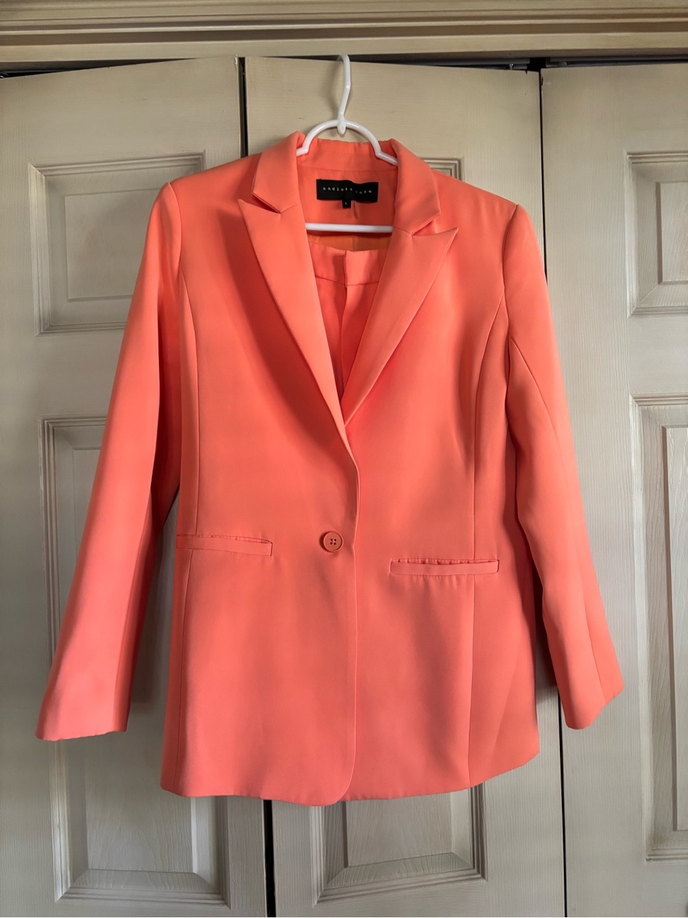 Endless Rose Coral-Orange Single-Button Blazer and Shorts Set
